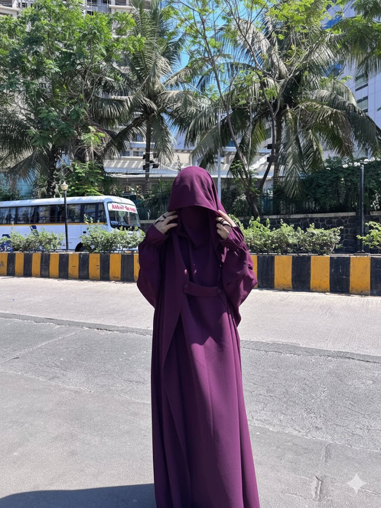 SAUDI JILBAB ( IMPORTED KOREAN NIDA) - MEHROON