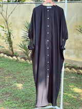 Rifle – Black (The effortless Button-Down Abayah 🌸)