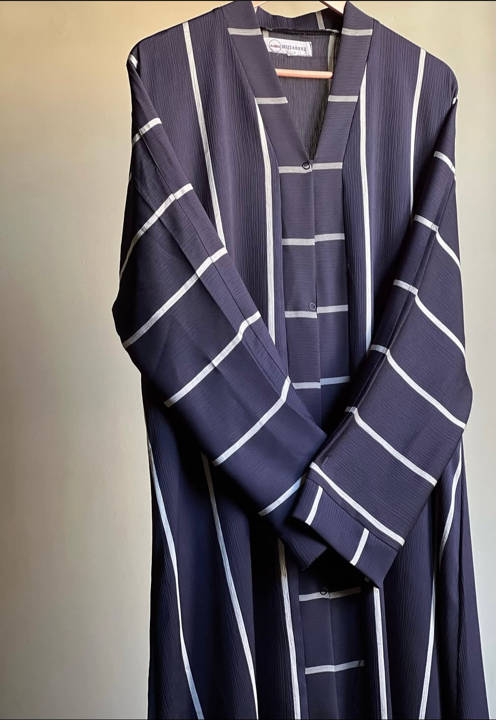 EveryDay Striped Abaya  - NAVY BLUE