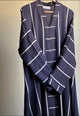 EveryDay Striped Abaya  - NAVY BLUE