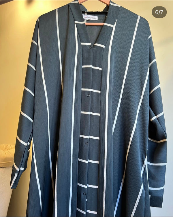 EveryDay Striped Abaya  - OCEAN