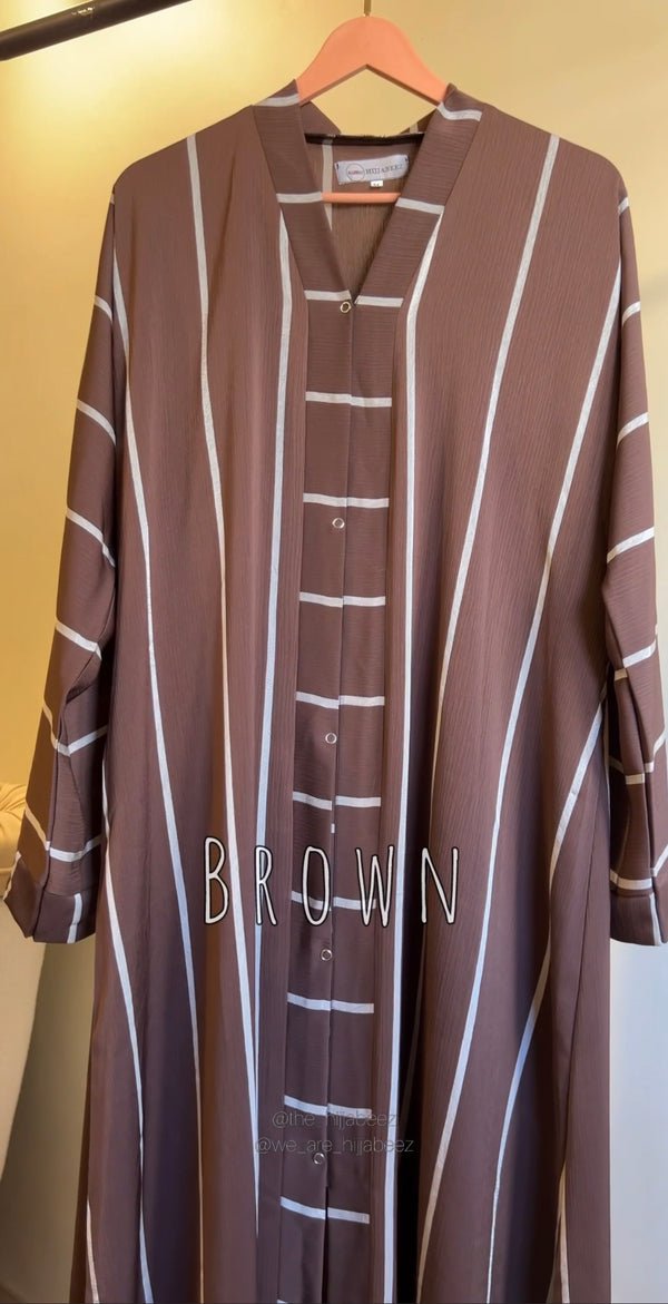EveryDay Striped Abaya  - BROWN