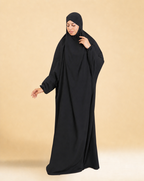 Plain Black Namaz Chaddar - Full Coverage