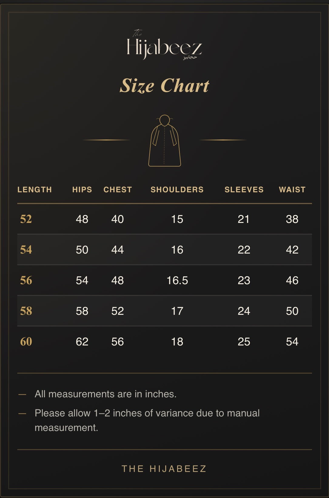 PLAIN CLASSIC ABAYA VOLUME 1  - PURPLE size chart