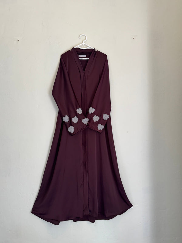 Heart Emblished Sleeves - Burgundy