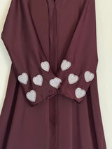 Heart Emblished Sleeves - Burgundy