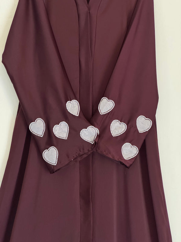 Heart Emblished Sleeves - Burgundy