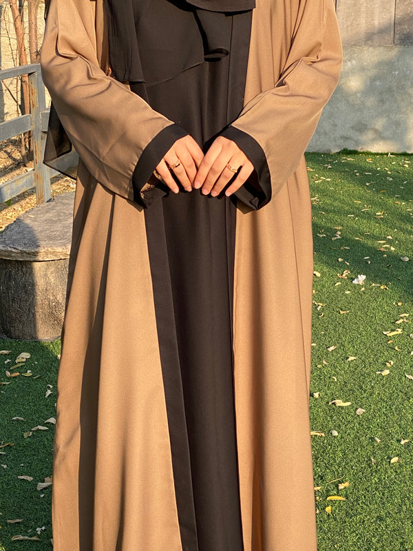 Dual Colour Plain Kimonoh Abayah -  MEHROON