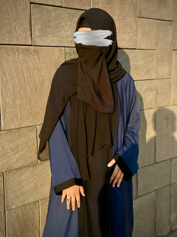Dual Colour Plain Kimonoh Abayah -  DARK BROWN