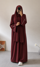 PLAIN ABAYA WITH WHITE LINEA - MAROON