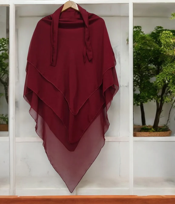 3 Layer Khimmar MEHROON