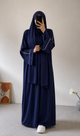 PLAIN ABAYA WITH WHITE LINEA - NAVY