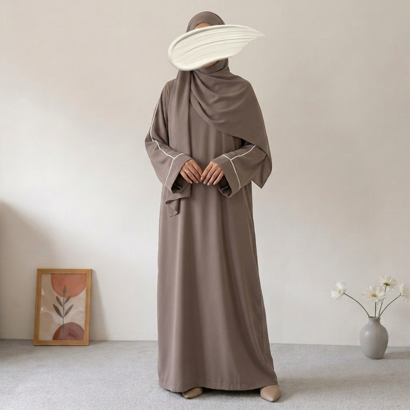 PLAIN ABAYA'S WITH WHITE LINEA