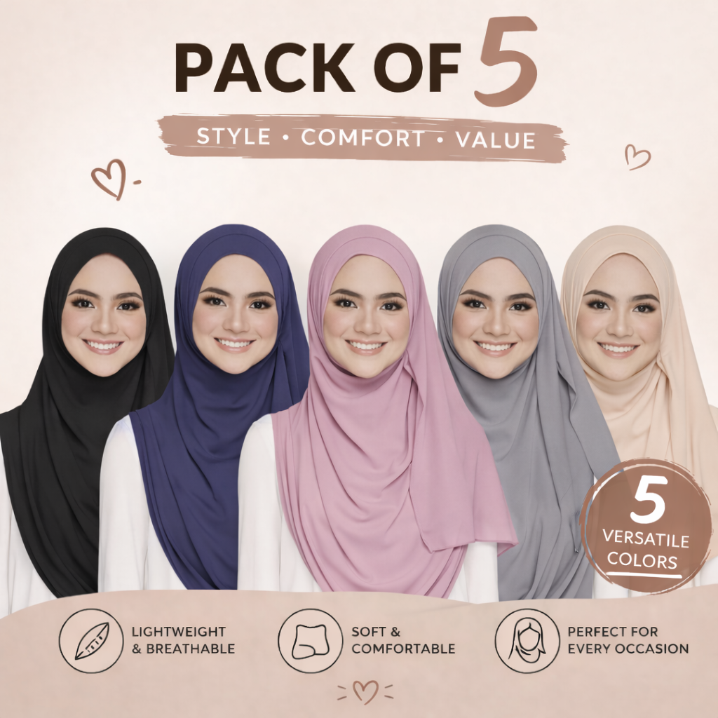 Instant Hijab with 2 Loops - PACK OF 5