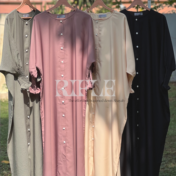 Rifle – White (The effortless Button-Down Abayah 🌸)