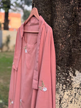 EMBROIDERED 3 PIECE (NAQAB , JILBAB & TROUSER) - T-Pink