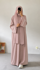 PLAIN ABAYA WITH WHITE LINEA - T-PINK