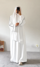 PLAIN ABAYA WITH WHITE LINEA - WHITE