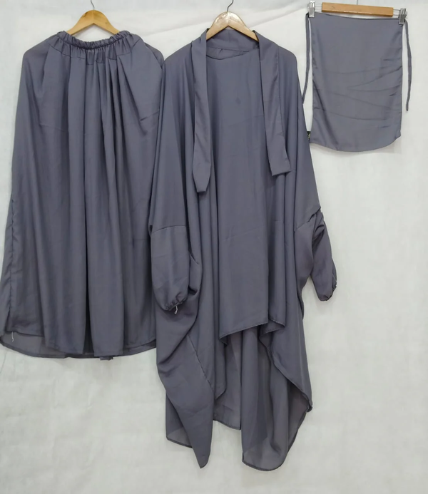 3 PIECE (NAQAB , JILBAB & SKIRT) - GREY