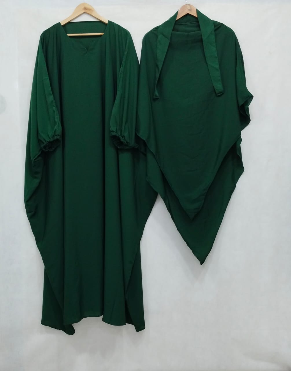 COMFY ABAYAS (KHIMAR + ABAYA)  - BOTTLE GREEN