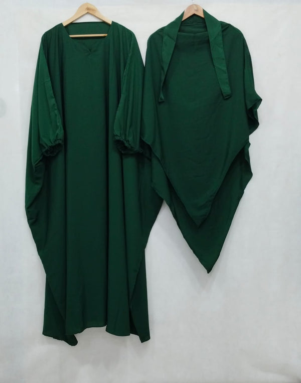 COMFY ABAYAS (KHIMAR + ABAYA)  - BOTTLE GREEN