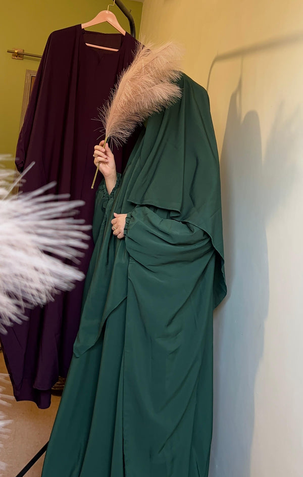 COMFY ABAYAS (KHIMAR + ABAYA)  - BOTTLE GREEN