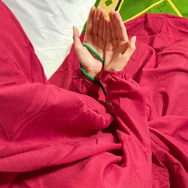 PLAIN Namaz Chadar with sleeves and Naqab-MEHROON