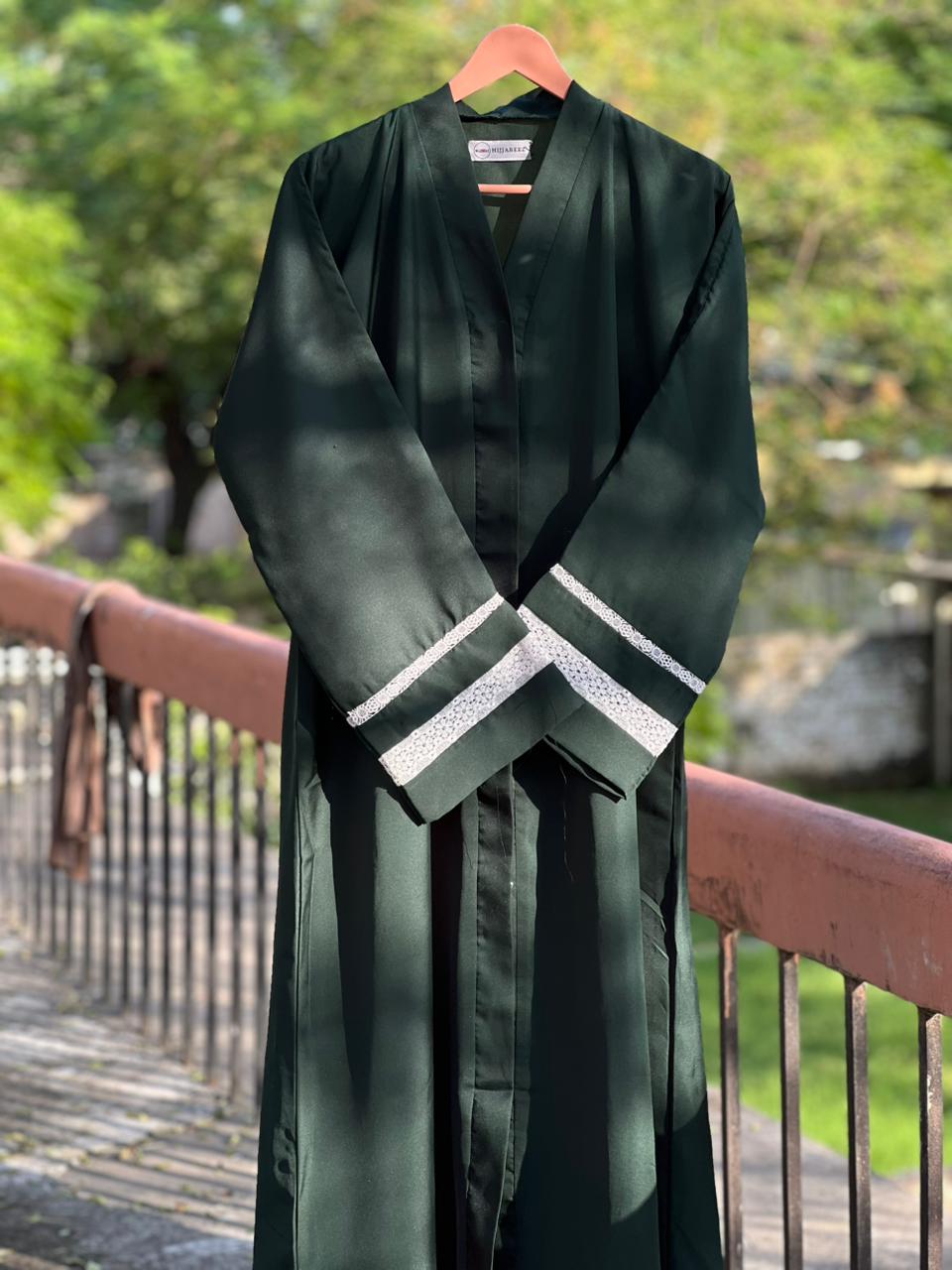 Lace Edit Front open Abaya - Green