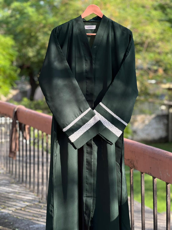 Lace Edit Front open Abaya - Green