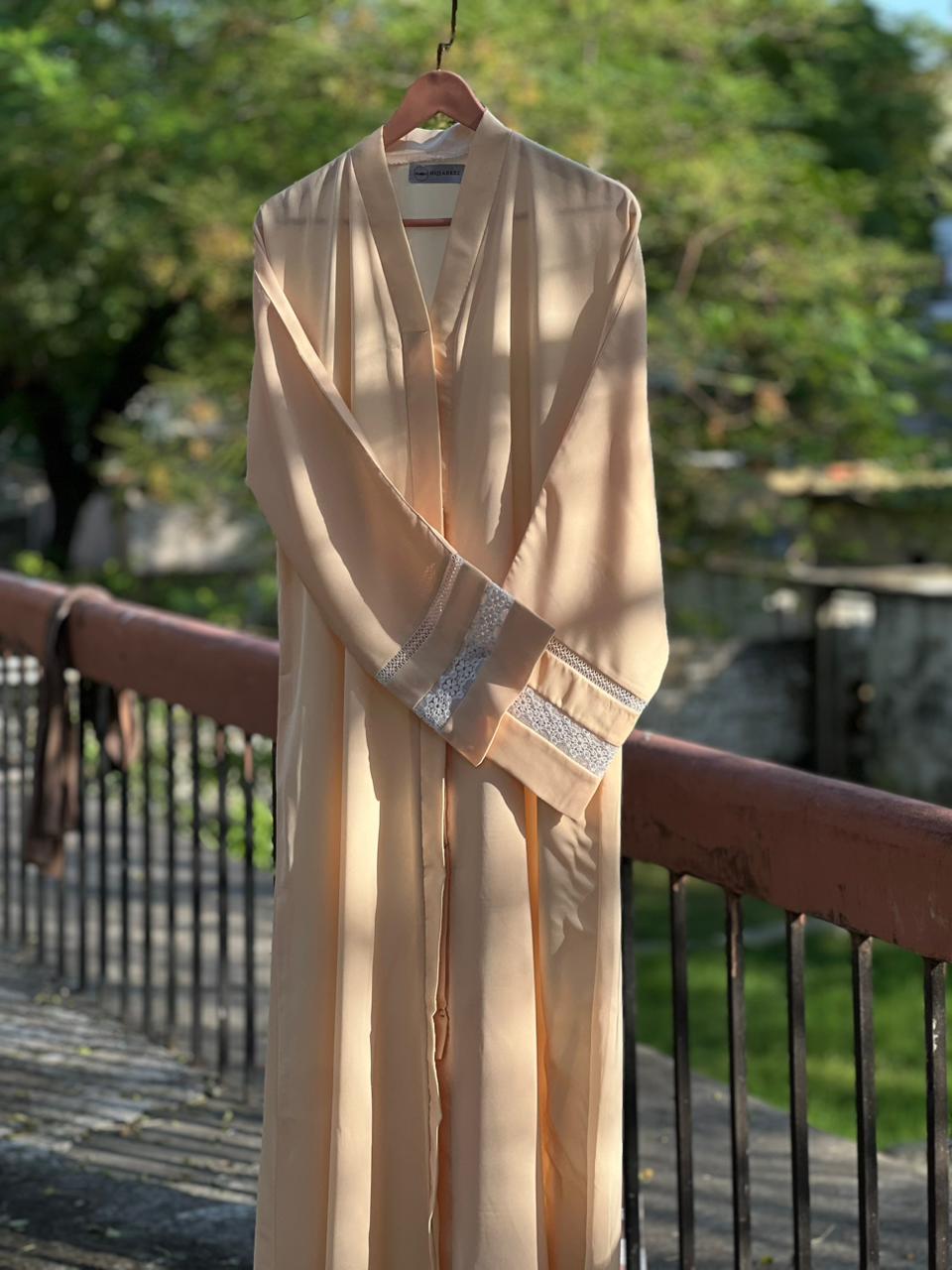 Lace Edit Front open Abaya - Skin