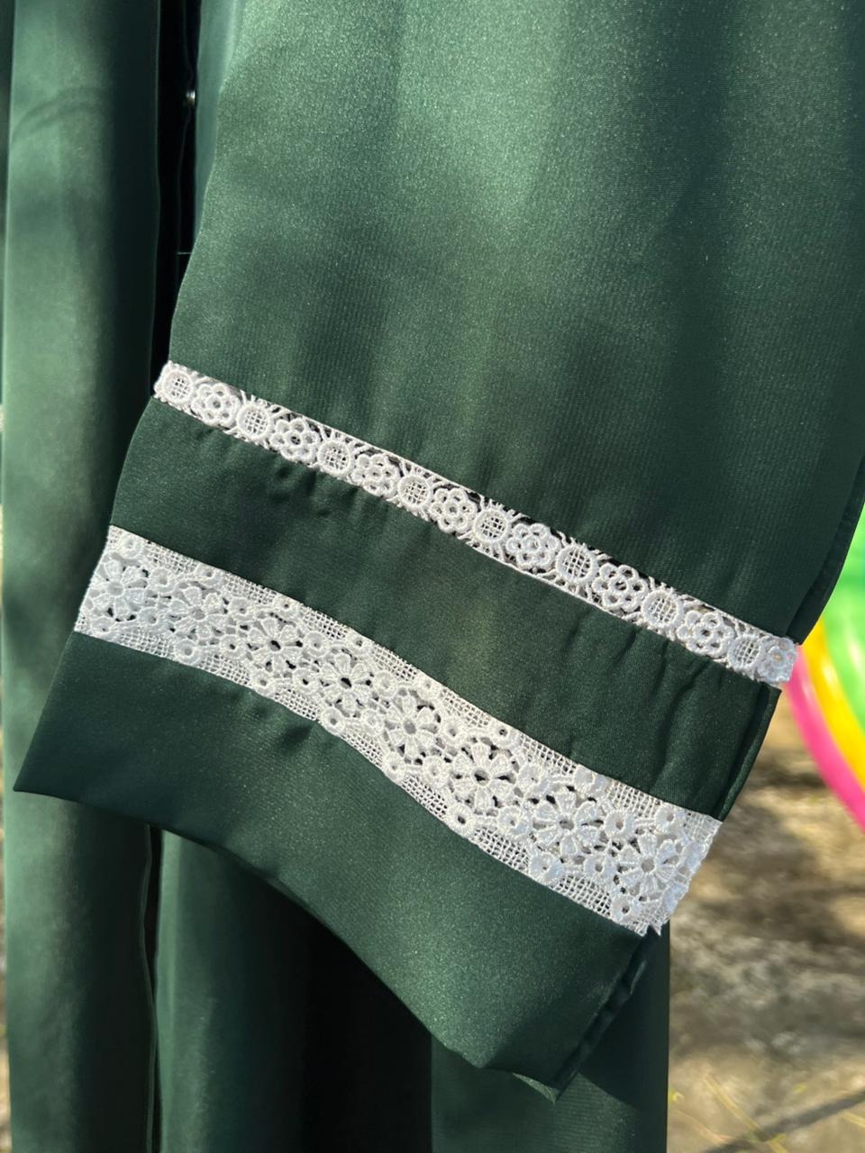 Lace Edit Front open Abaya - Green