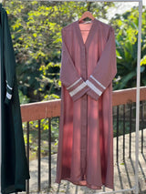 Lace Edit Front open Abaya - Tpink