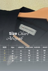 PLAIN ABAYA WITH WHITE LINEA - BLACK