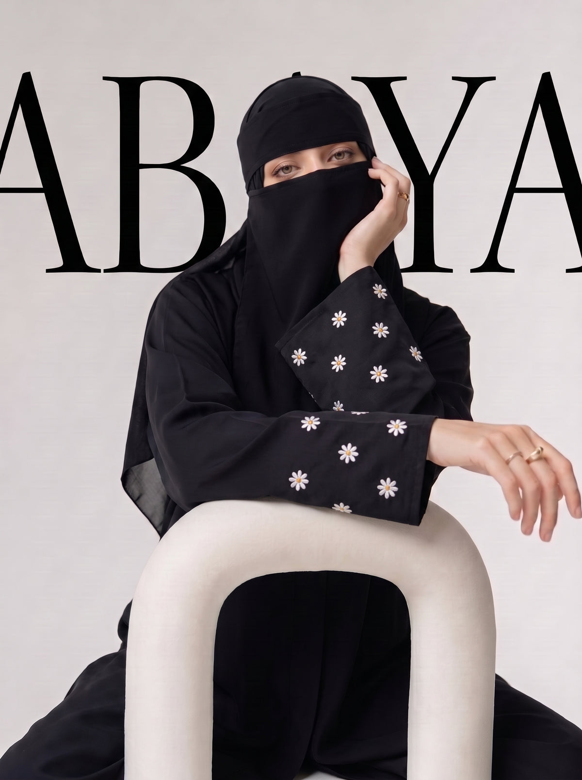 Mini Bloom Abaya - Black