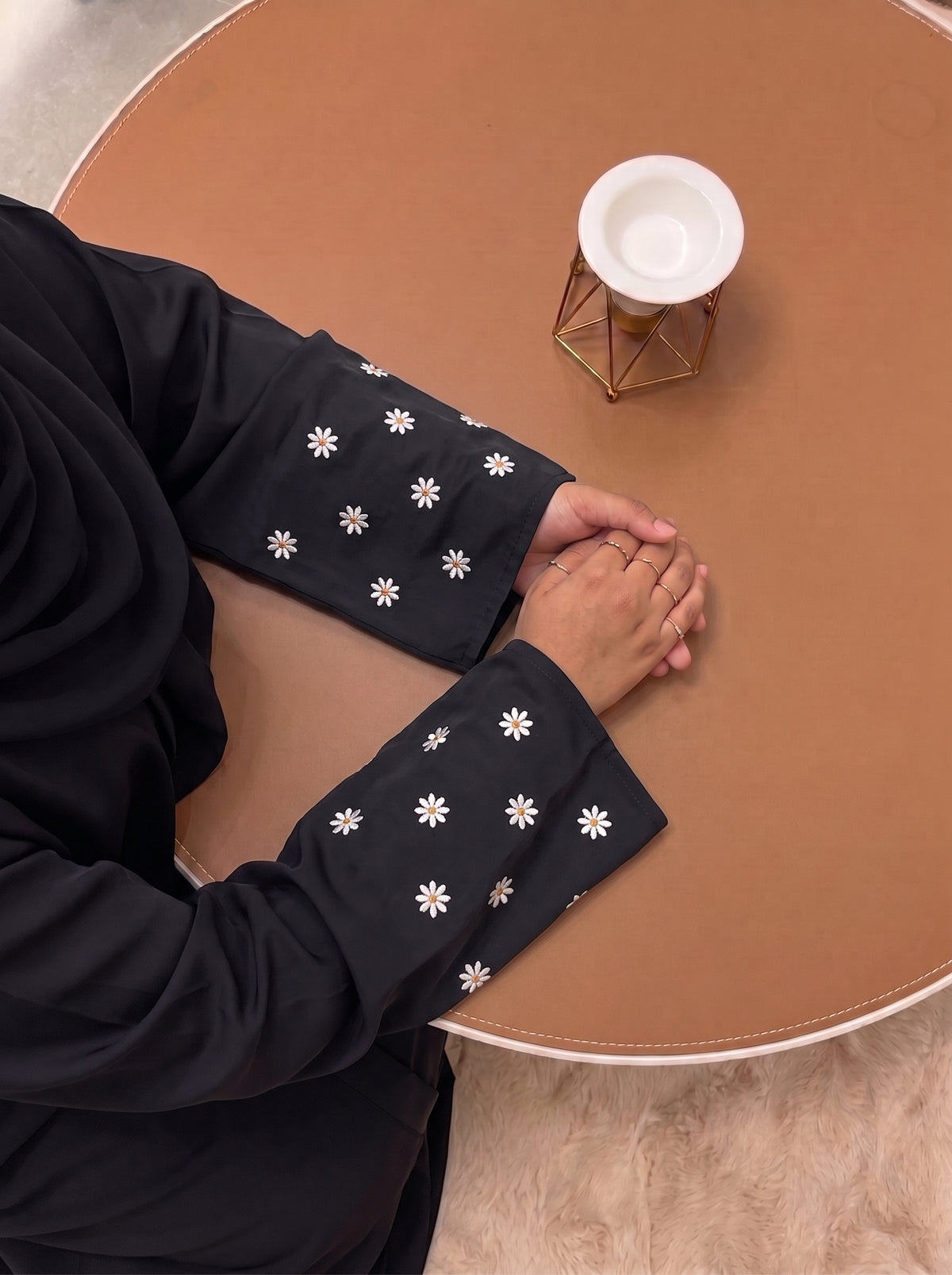Mini Bloom Abaya - Black