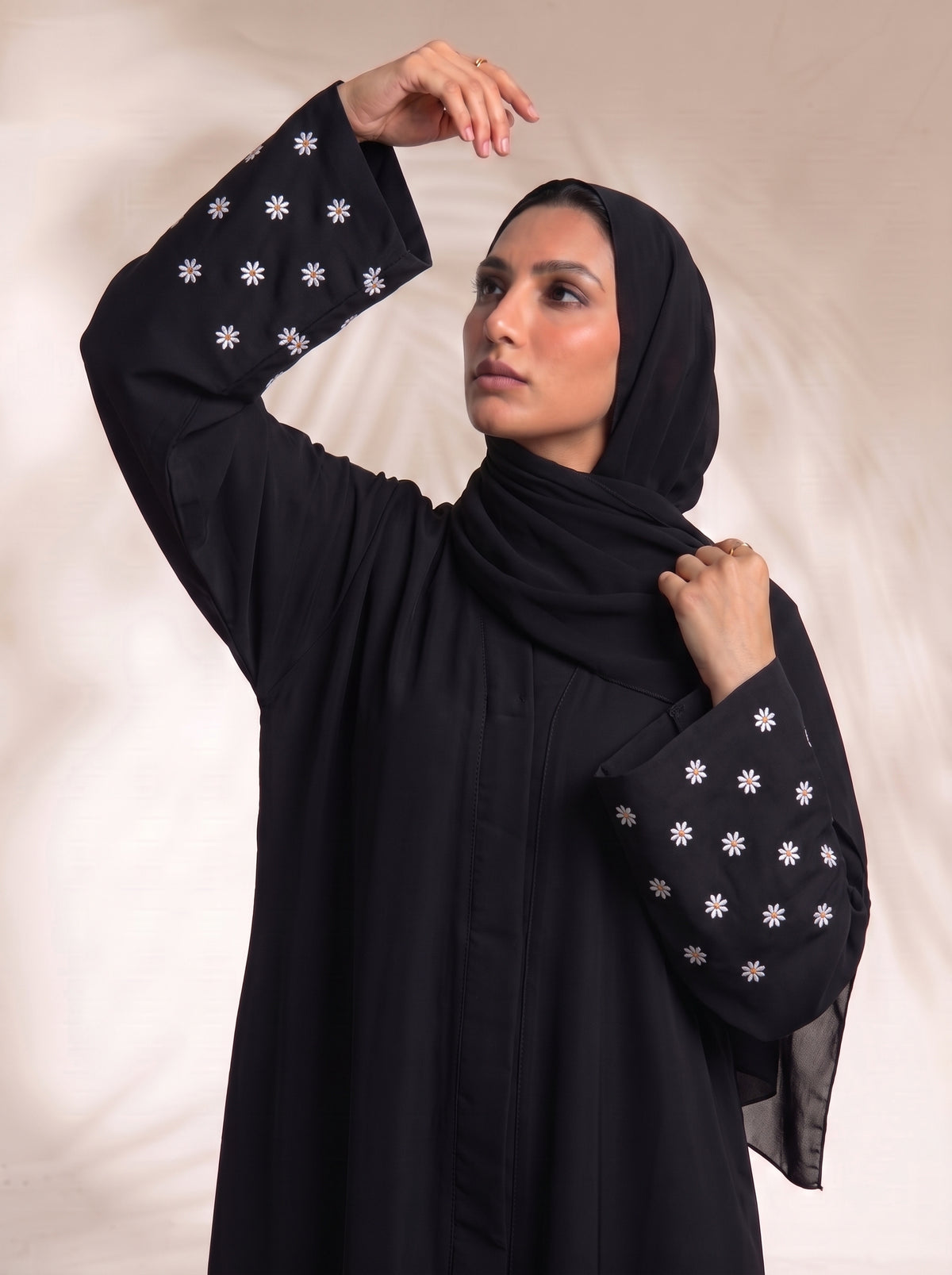 Mini Bloom Abaya - Black