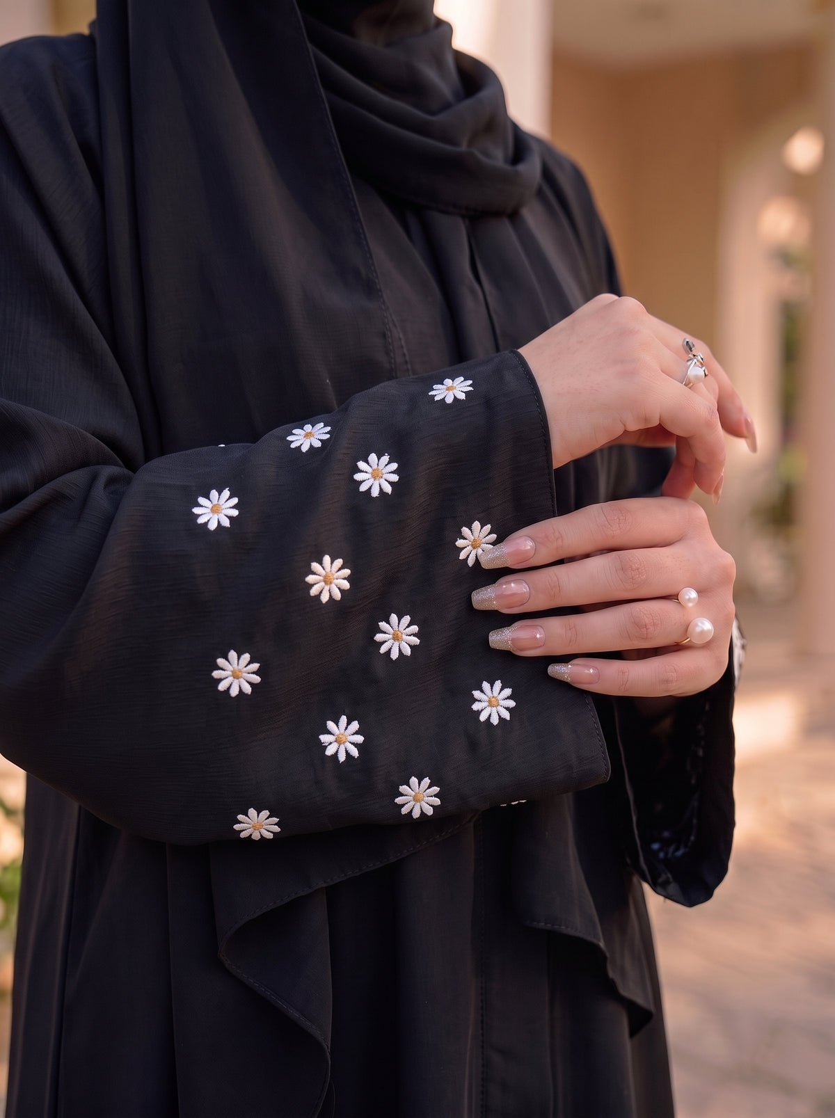 Mini Bloom Abaya - Black
