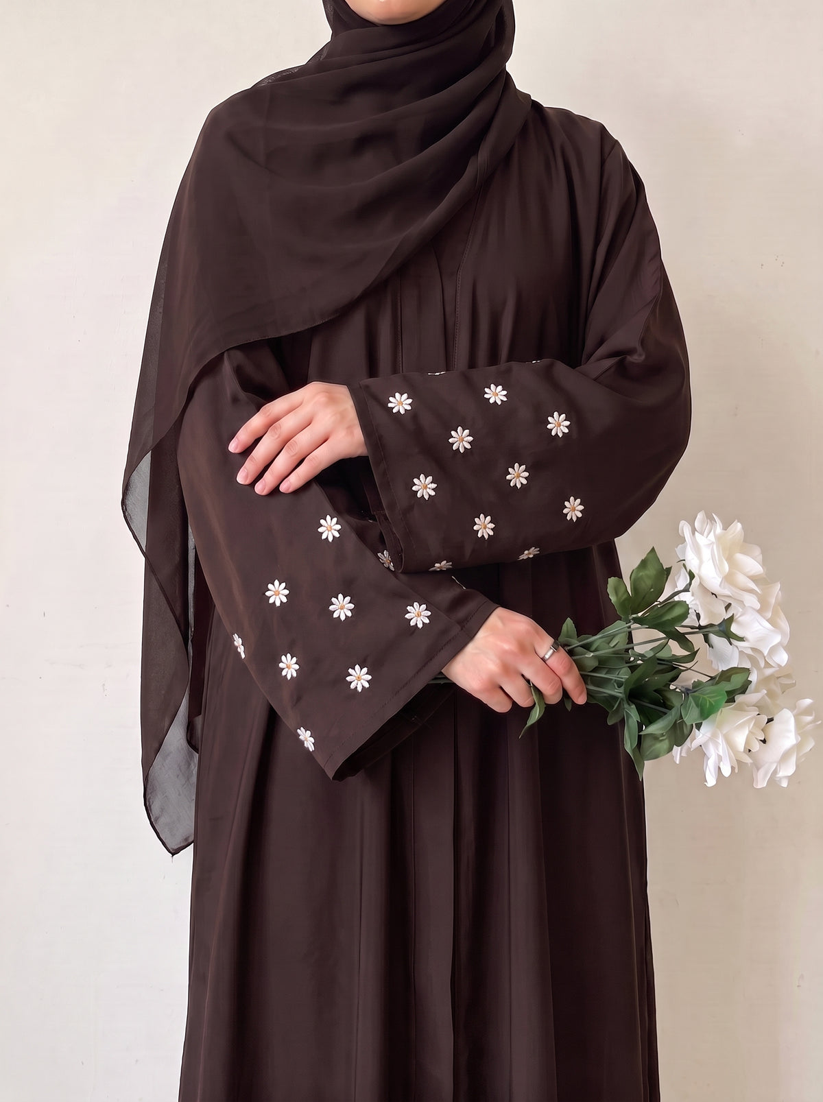 Mini Bloom Abaya - Seal Brown