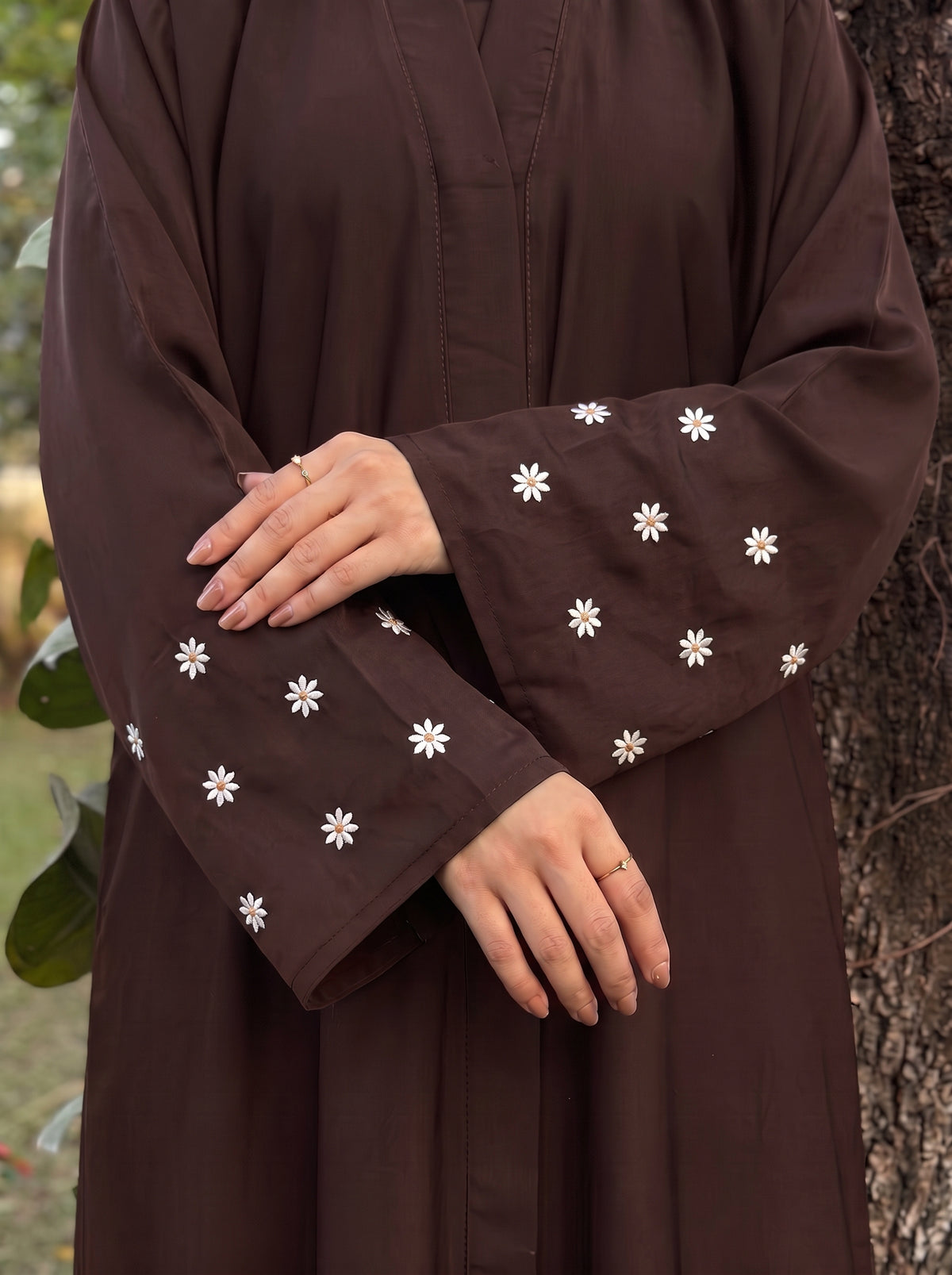 Mini Bloom Abaya - Seal Brown
