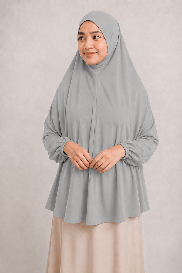 Sleeves Makhna Hijab - Grey