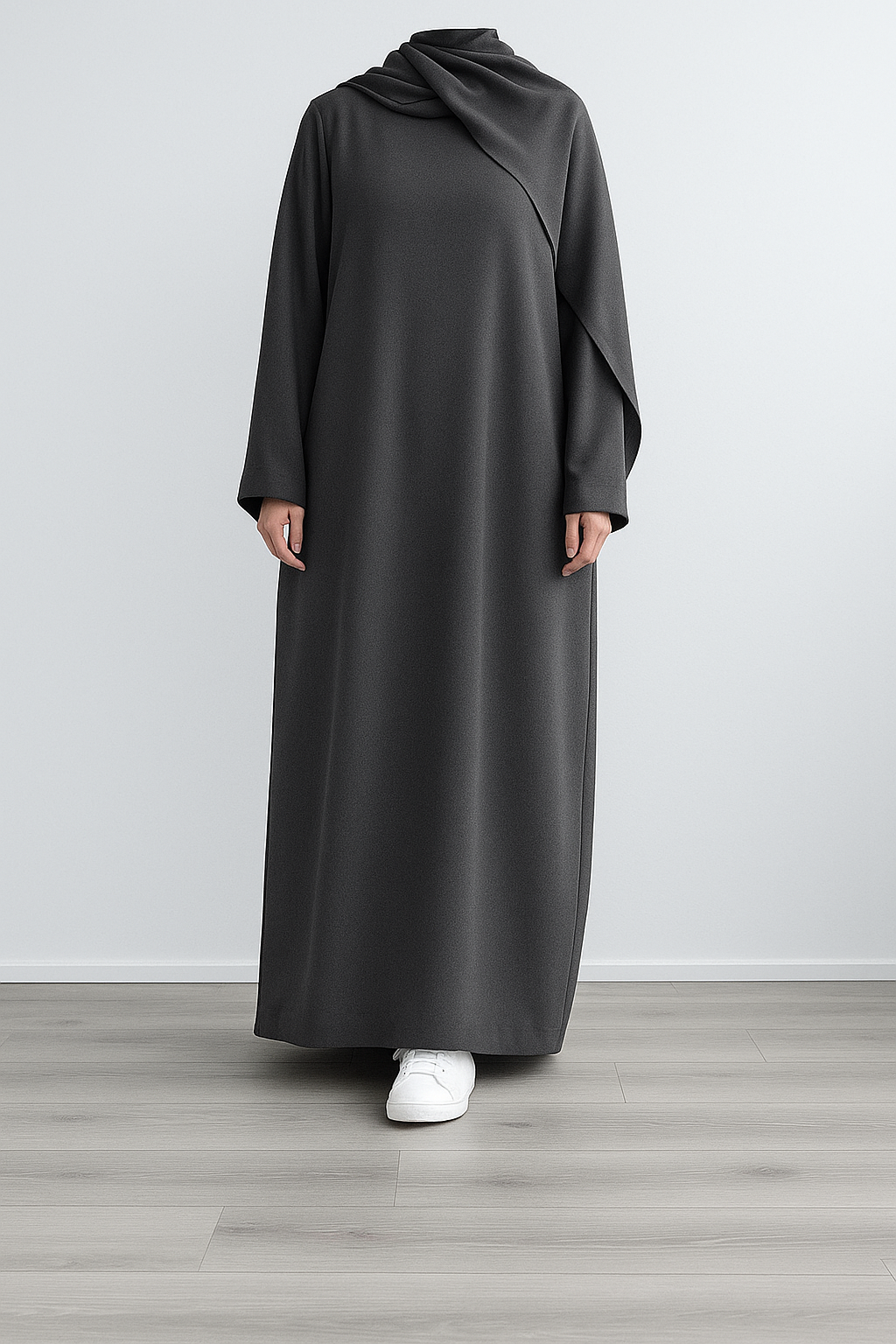 PLAIN MAXI ABAYA VOLUME 1 (Dual Pocket) - DARK GREY