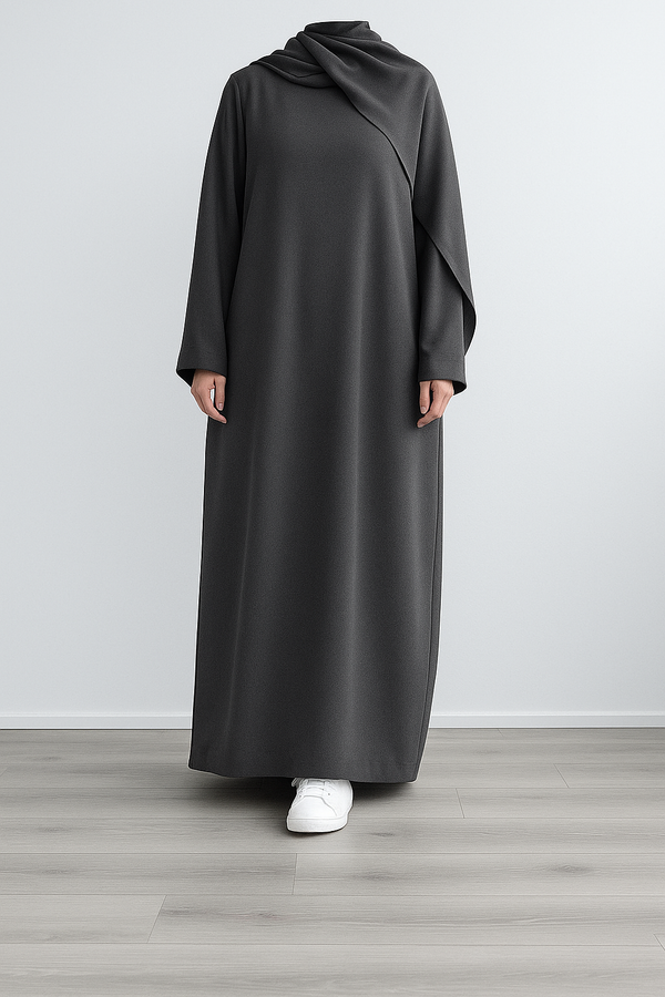 PLAIN MAXI ABAYA VOLUME 1 (Dual Pocket) - DARK GREY