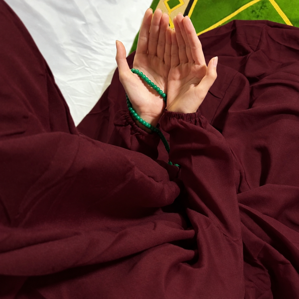 PLAIN Namaz Chadar with sleeves and Naqab-MEHROON