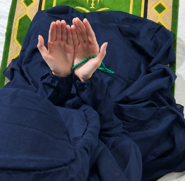 PLAIN Namaz Chadar with sleeves and Naqab-NAVYBLUE