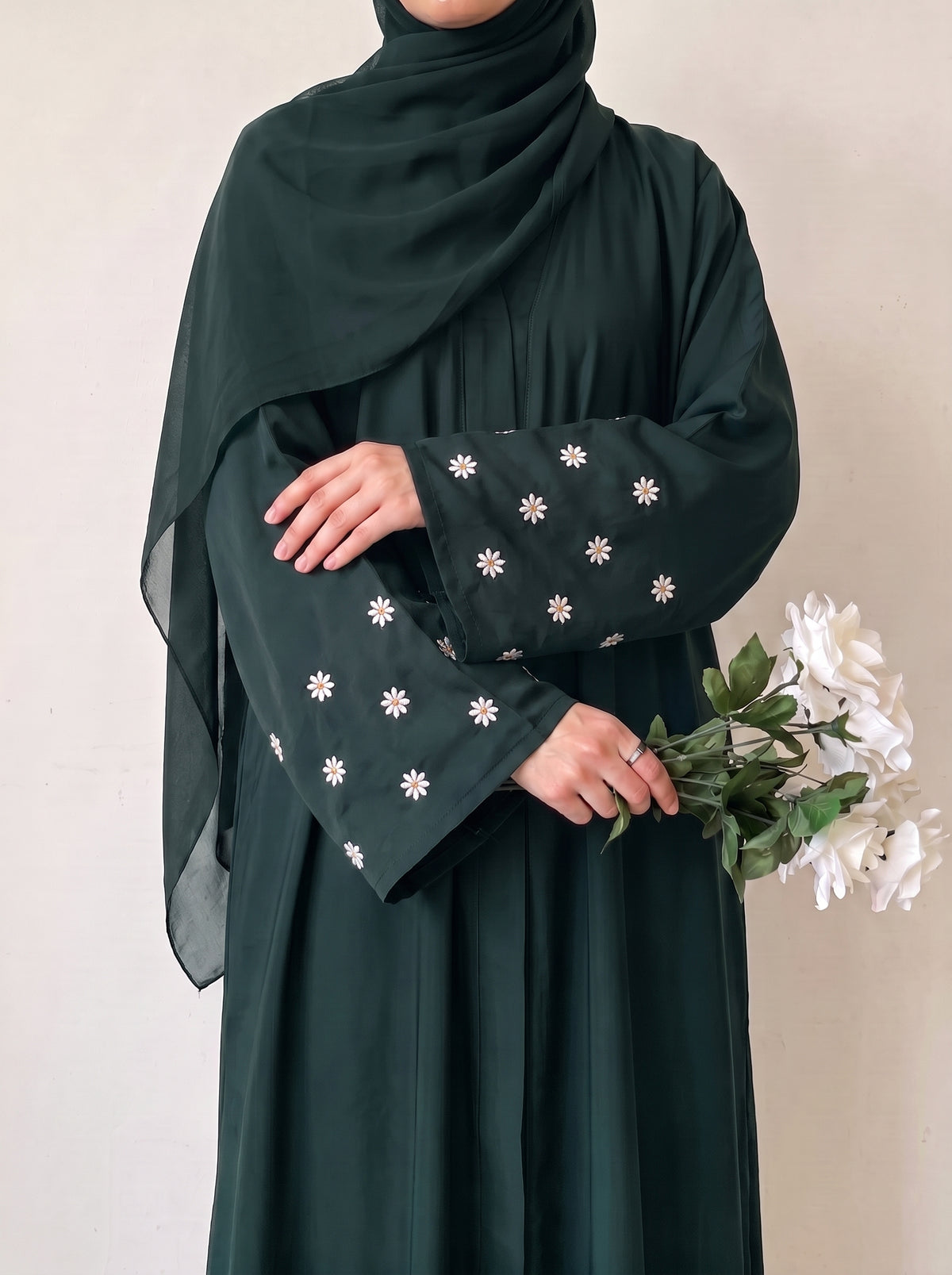 Mini Bloom Abaya - Timber Green
