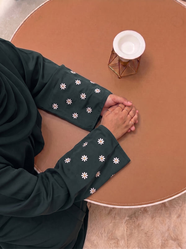Mini Bloom Abaya - Timber Green