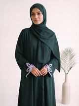 Leaf Cutwork Abayah - Timber Green