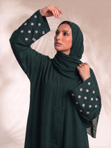 Mini Bloom Abaya - Timber Green
