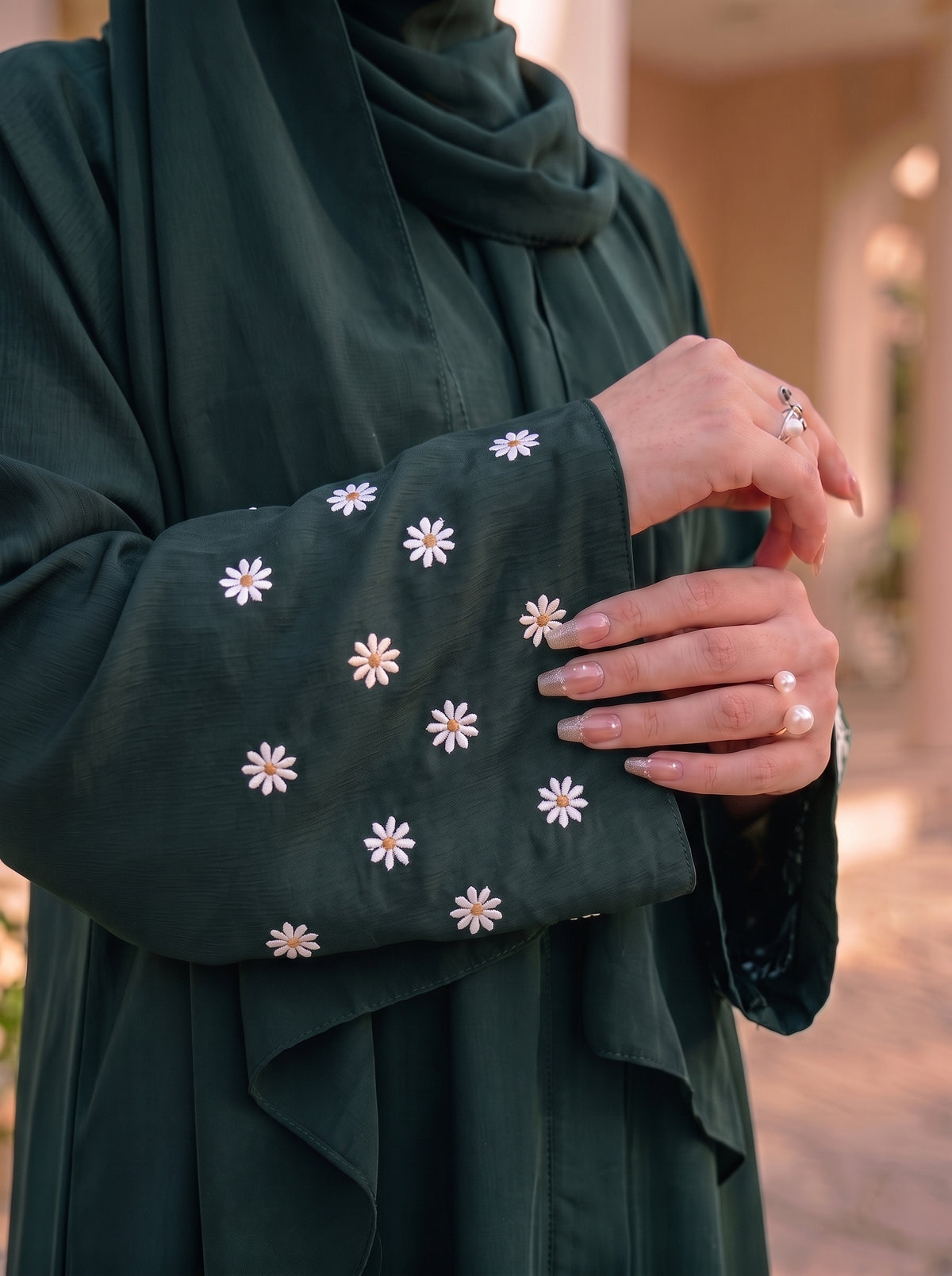 Mini Bloom Abaya - Timber Green