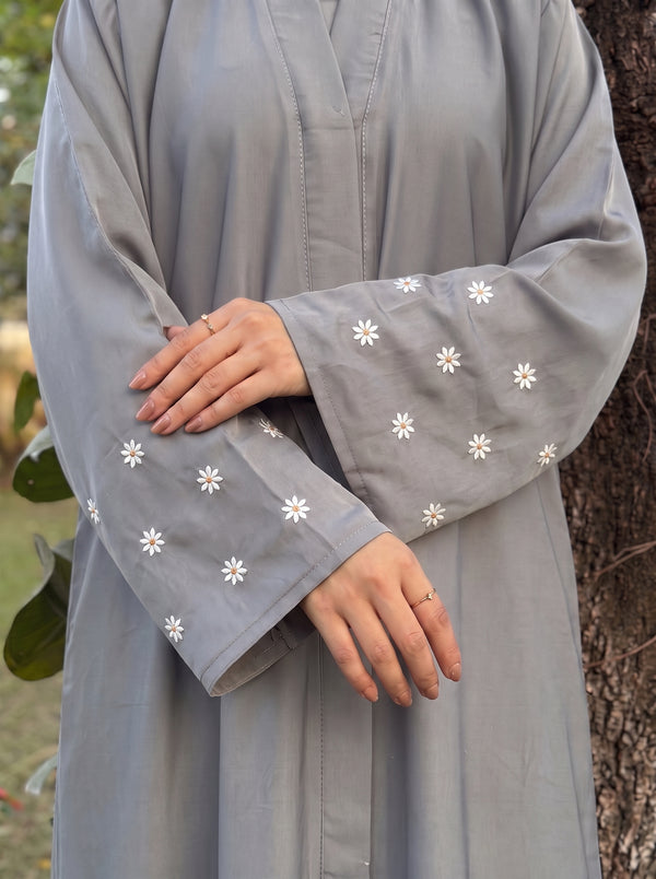 Mini Bloom Abaya - Smoky Grey